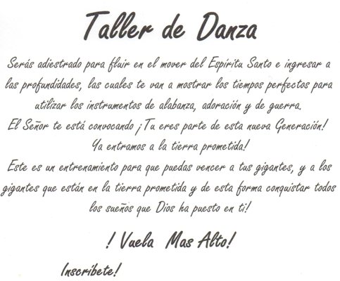 Promocion del Taller de DANZA profetica que se llevara a cabo en Ministerios Abba de la Iglesia de Guayaquil el Sabado 28 de mayo 2011